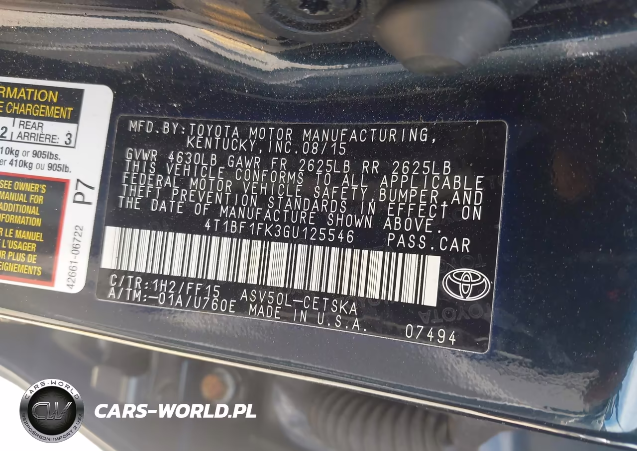 2016 Toyota Camry Se VIN:4T1BF1FK3GU125546 - 9
