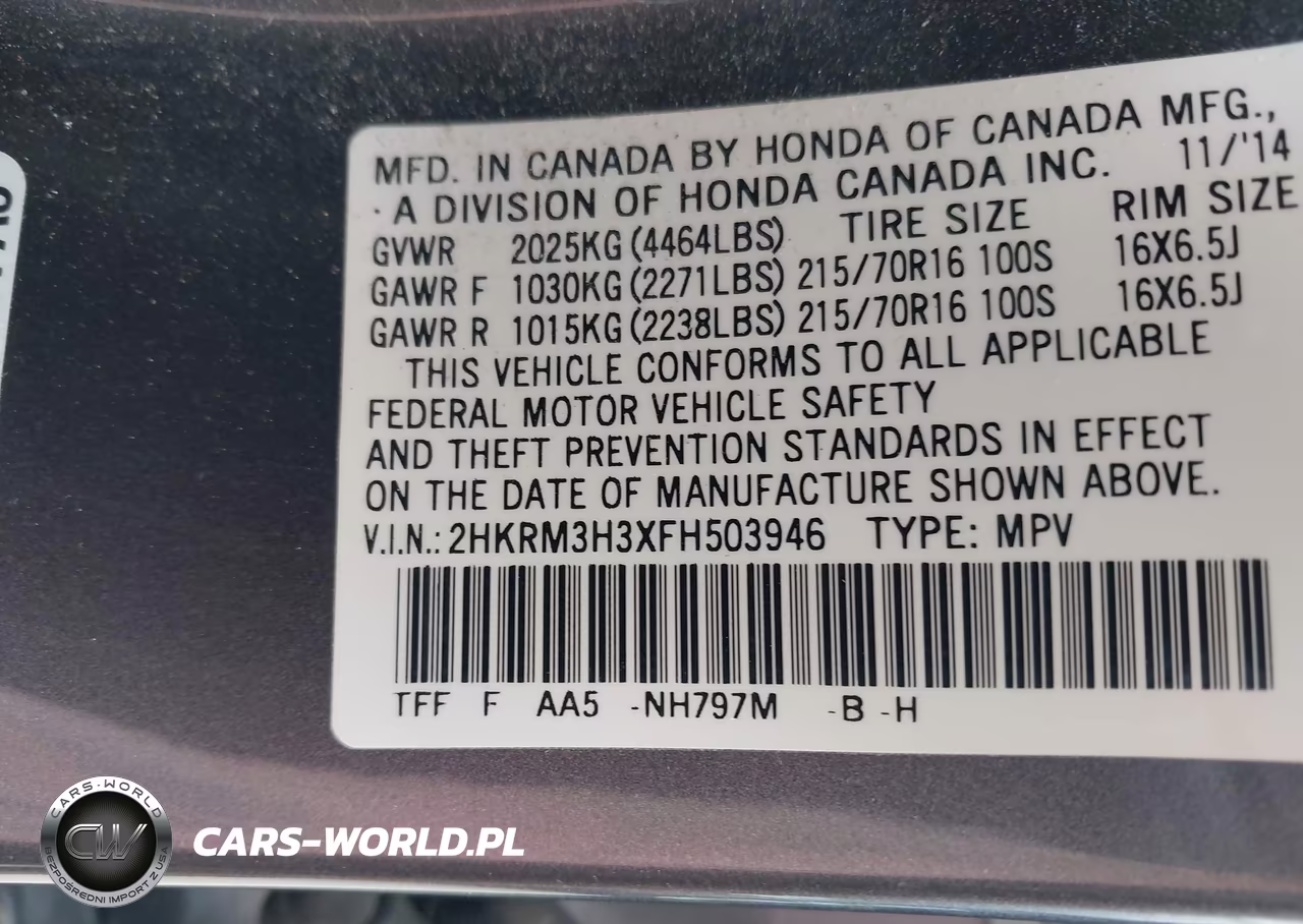 2015 Honda Cr-V Lx VIN:2HKRM3H3XFH503946 - 9