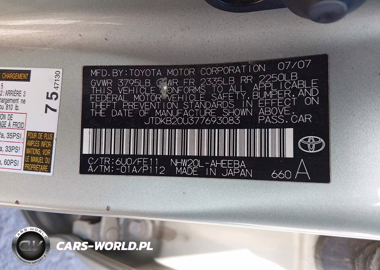 2007 Toyota Prius VIN:JTDKB20U377693083 - 9