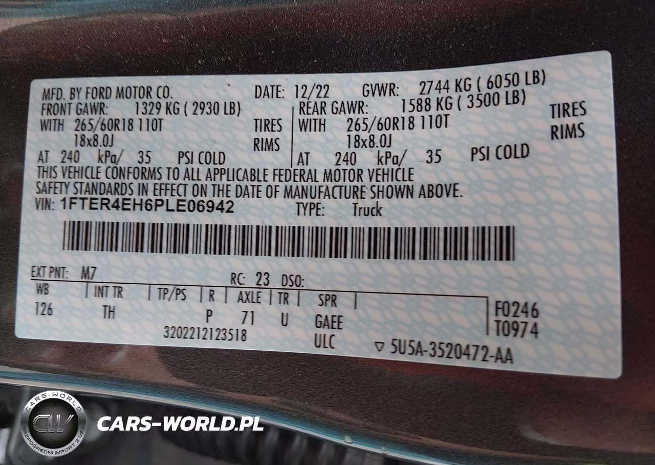 2023 Ford Ranger Xlt VIN:1FTER4EH6PLE06942 - 9