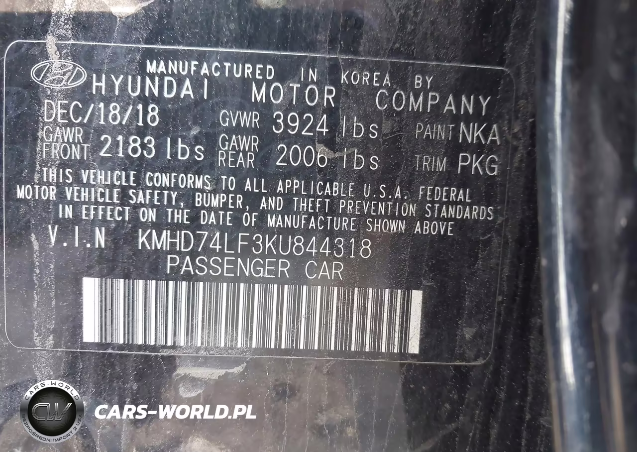2019 Hyundai Elantra Se VIN:KMHD74LF3KU844318 - 9