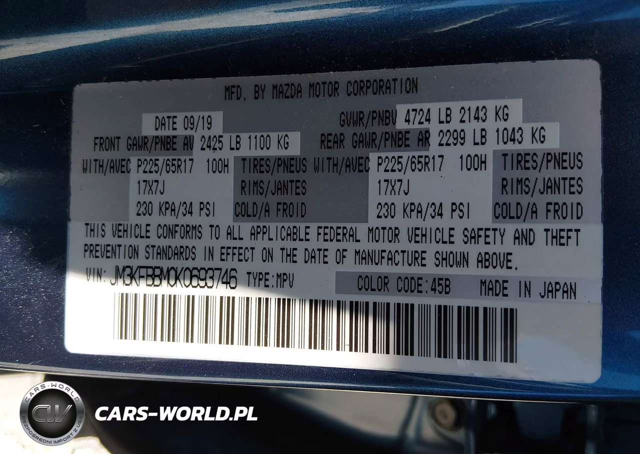 2019 Mazda Cx-5 Sport VIN:JM3KFBBM0K0693746 - 9