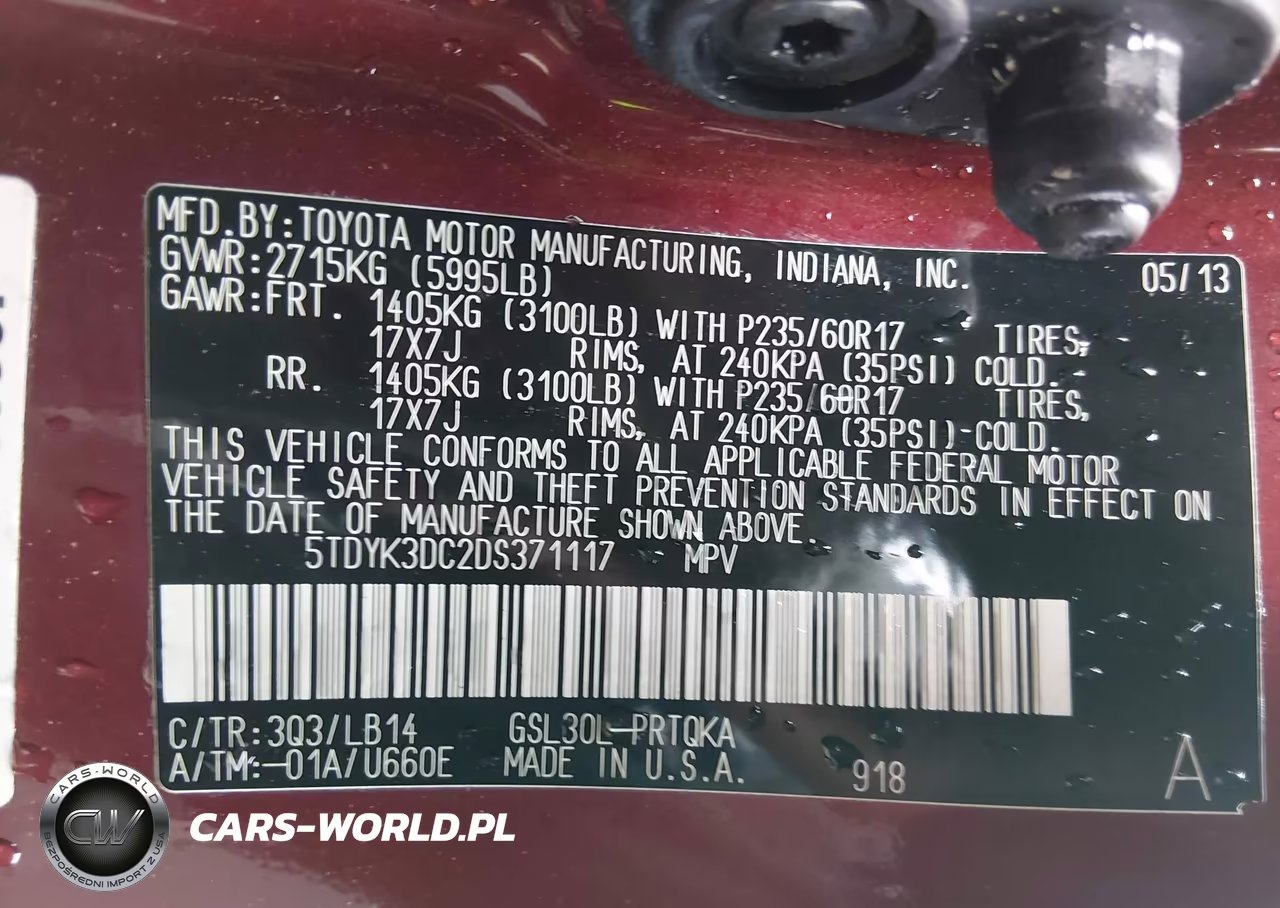2013 Toyota Sienna Xle V6 8 Passenger VIN:5TDYK3DC2DS371117 - 9