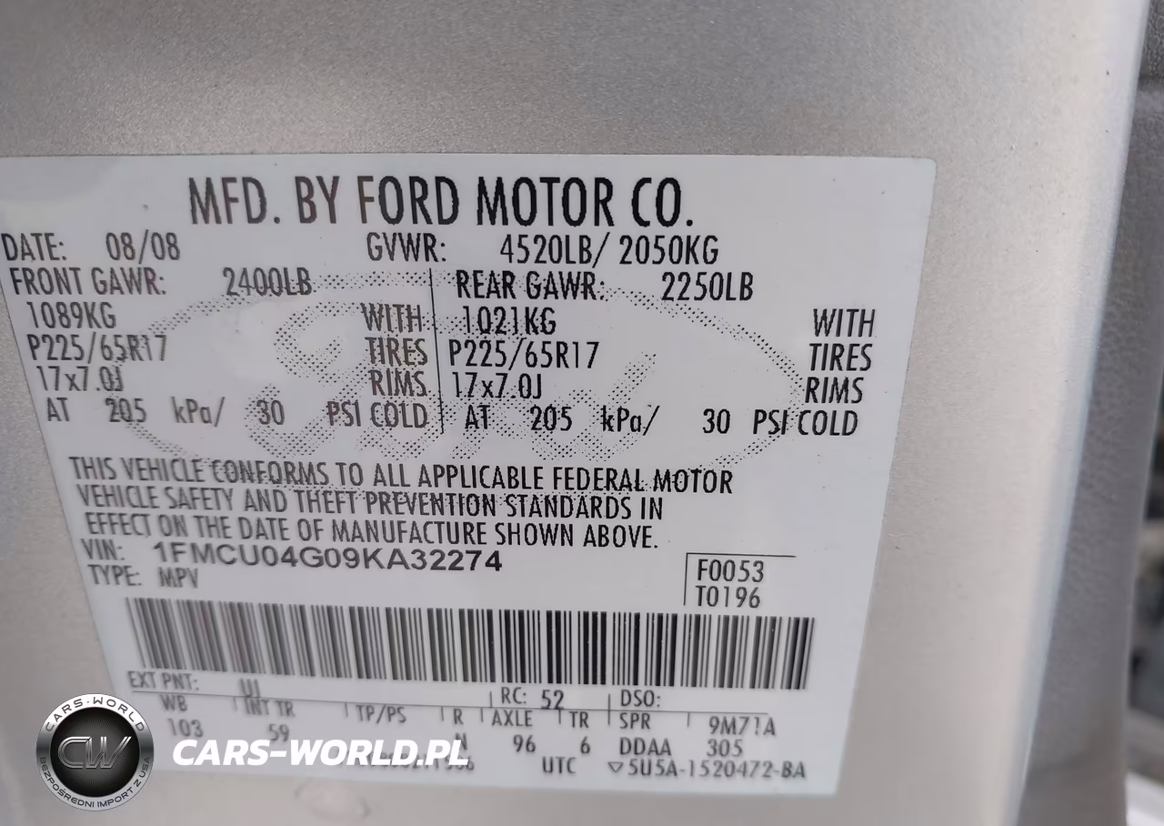 2009 Ford Escape Limited VIN:1FMCU04G09KA32274 - 9