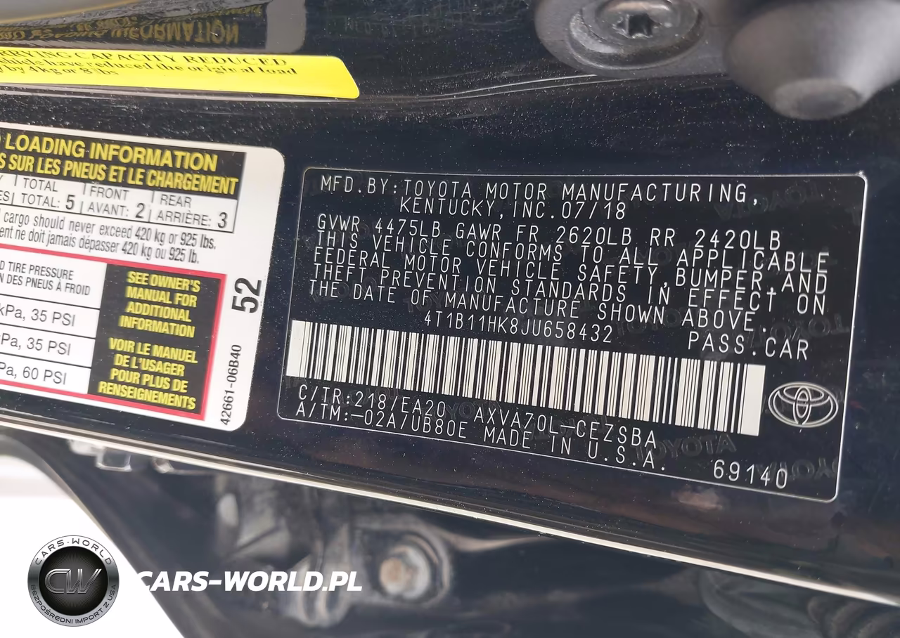 2018 Toyota Camry Se VIN:4T1B11HK8JU658432 - 9