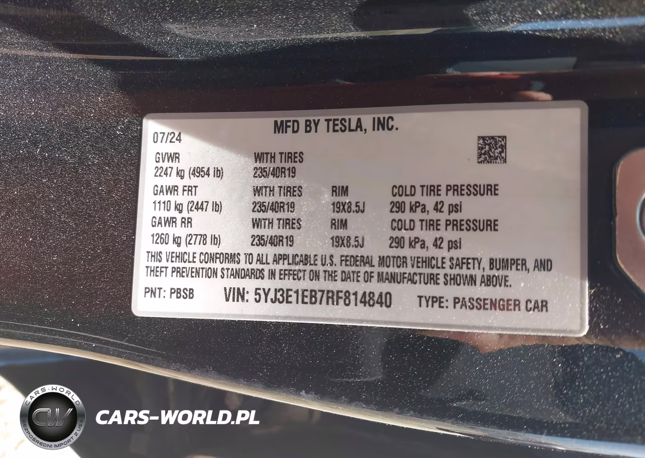 2024 Tesla Model 3 Long Range Dual Motor All-Wheel Drive VIN:5YJ3E1EB7RF814840 - 9