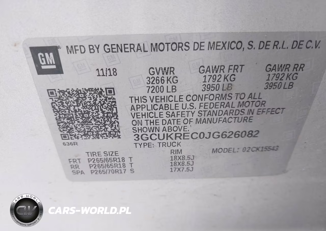 2018 Chevrolet Silverado 1500 2Lt VIN:3GCUKREC0JG626082 - 9