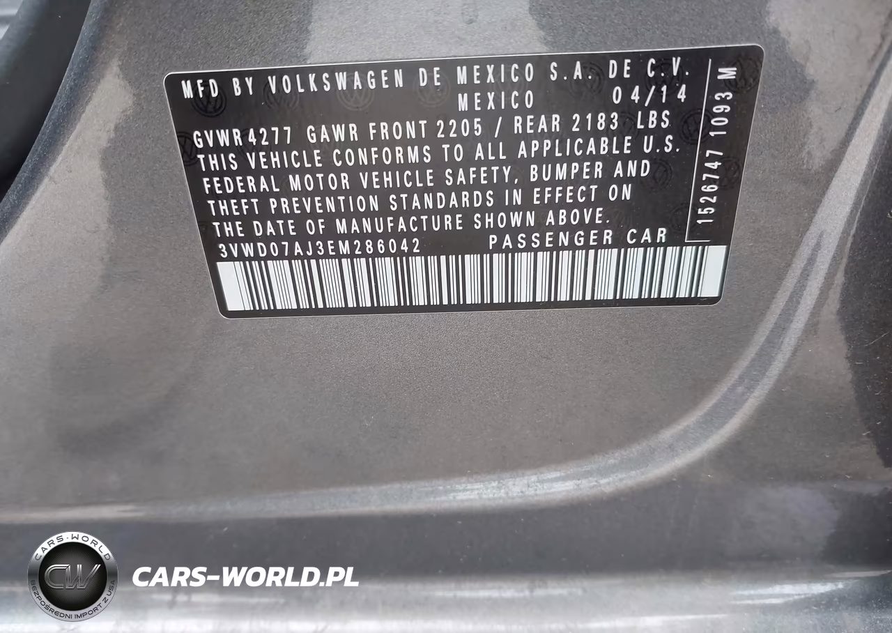 2014 Volkswagen Jetta 1.8T Se VIN:3VWD07AJ3EM286042 - 9