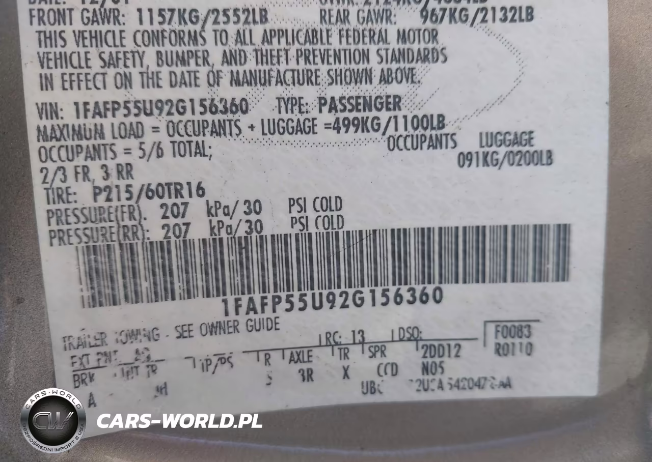 2002 Ford Taurus Ses VIN:1FAFP55U92G156360 - 9