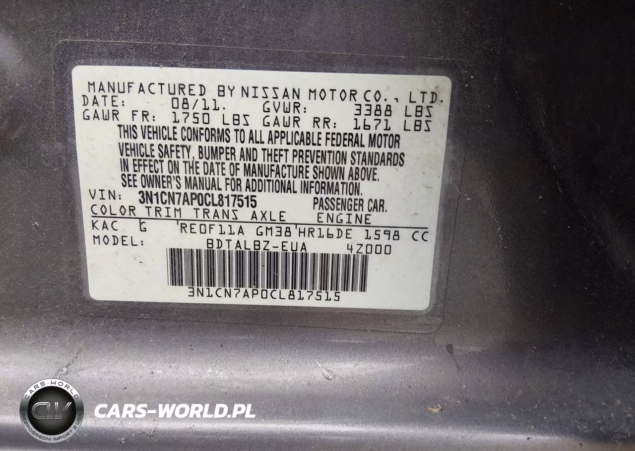 2012 Nissan Versa 1.6 Sv VIN:3N1CN7AP0CL817515 - 9