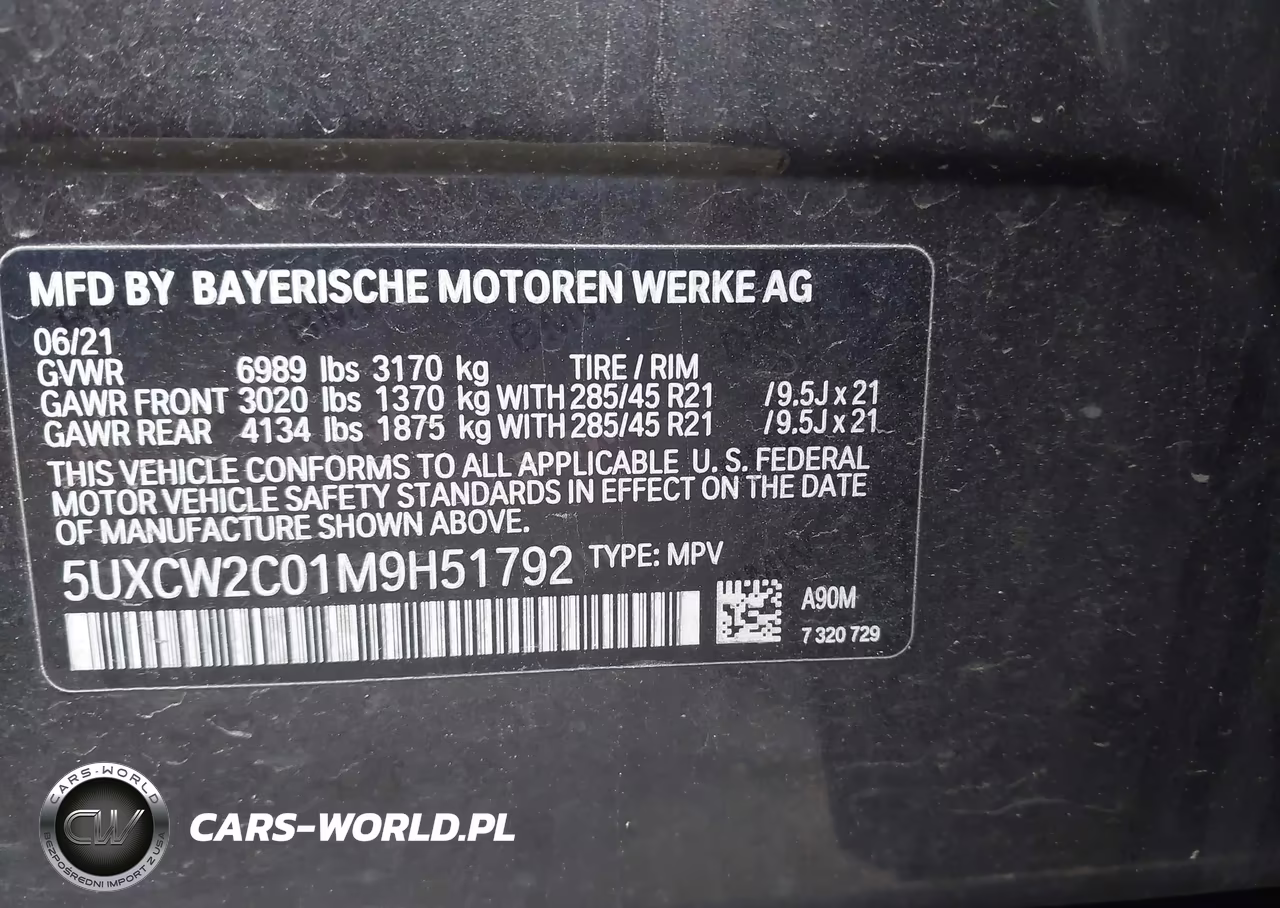 2021 BMW X7 xDrive40I VIN:5UXCW2C01M9H51792 - 9