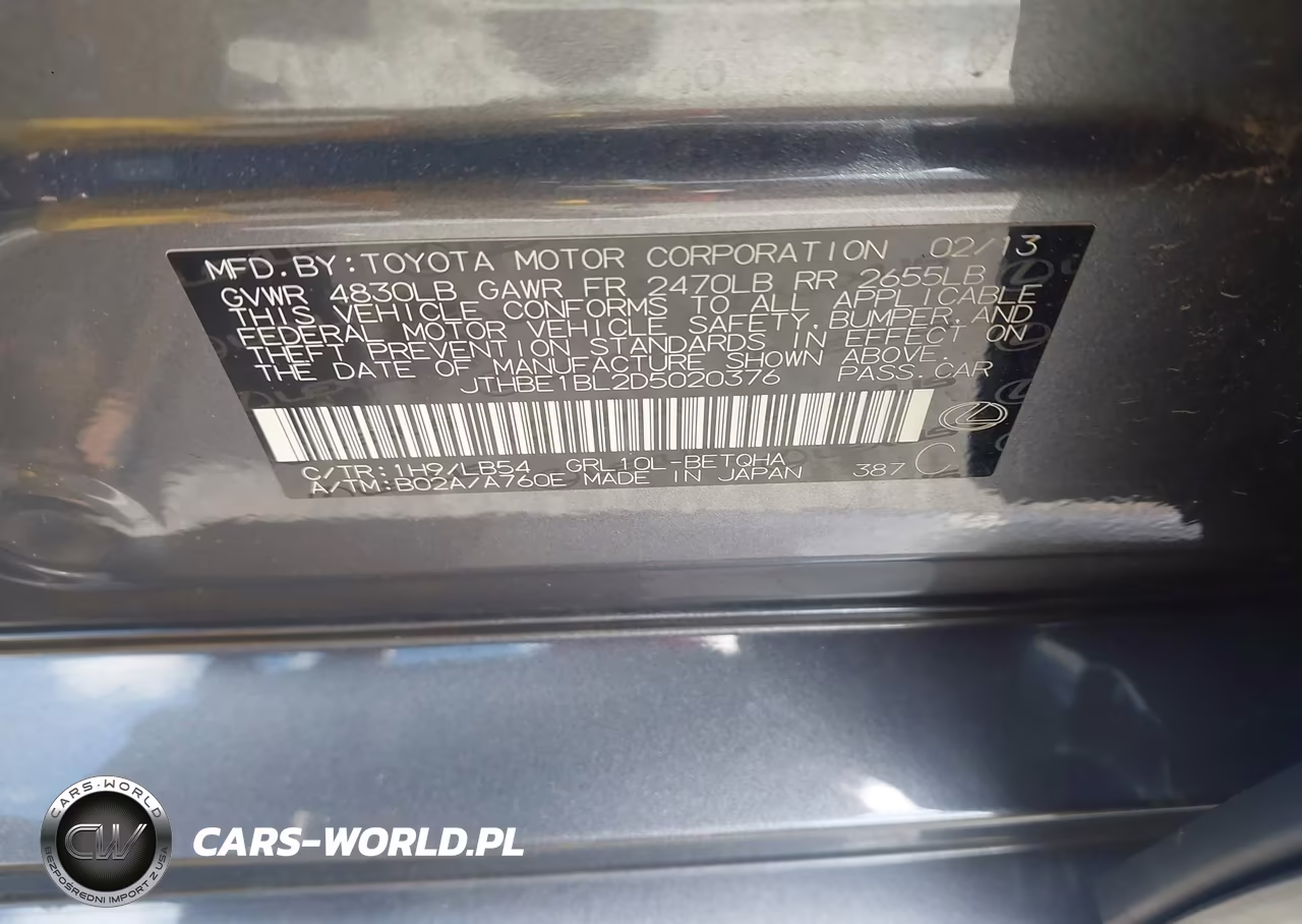 2013 Lexus Gs 350 VIN:JTHBE1BL2D5020376 - 9