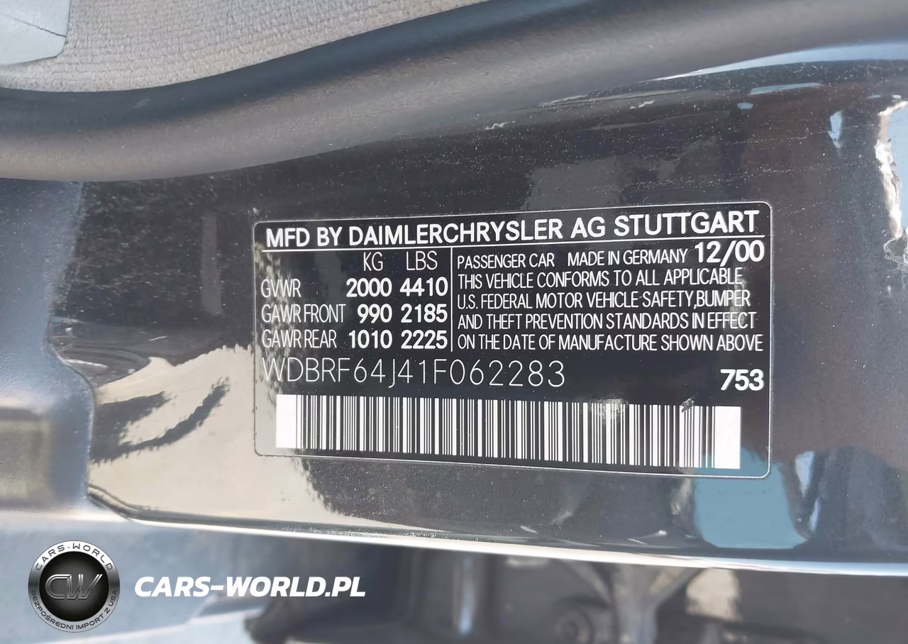 2001 Mercedes-Benz C 320 VIN:WDBRF64J41F062283 - 9
