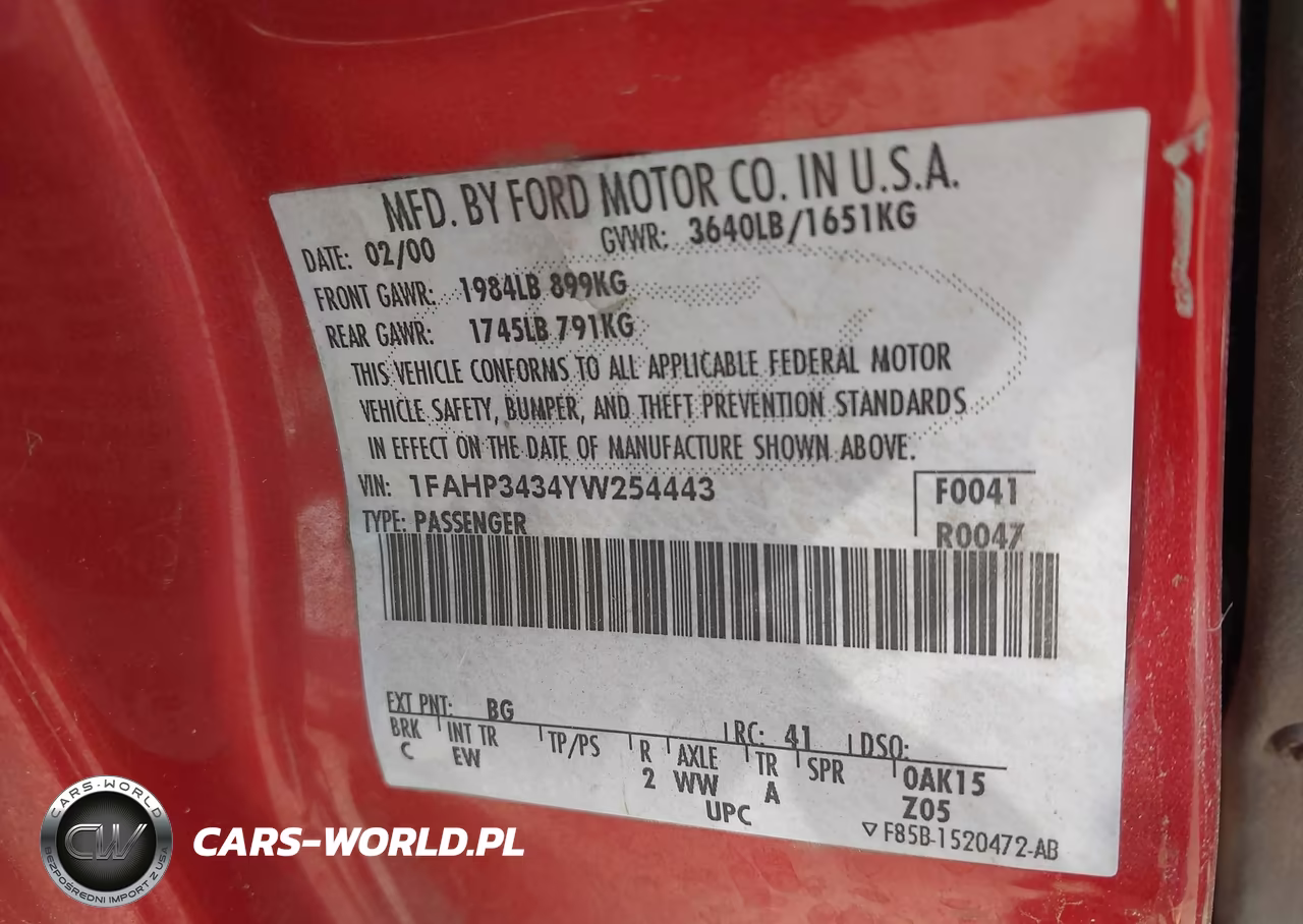 2000 Ford Focus Se VIN:1FAHP3434YW254443 - 9