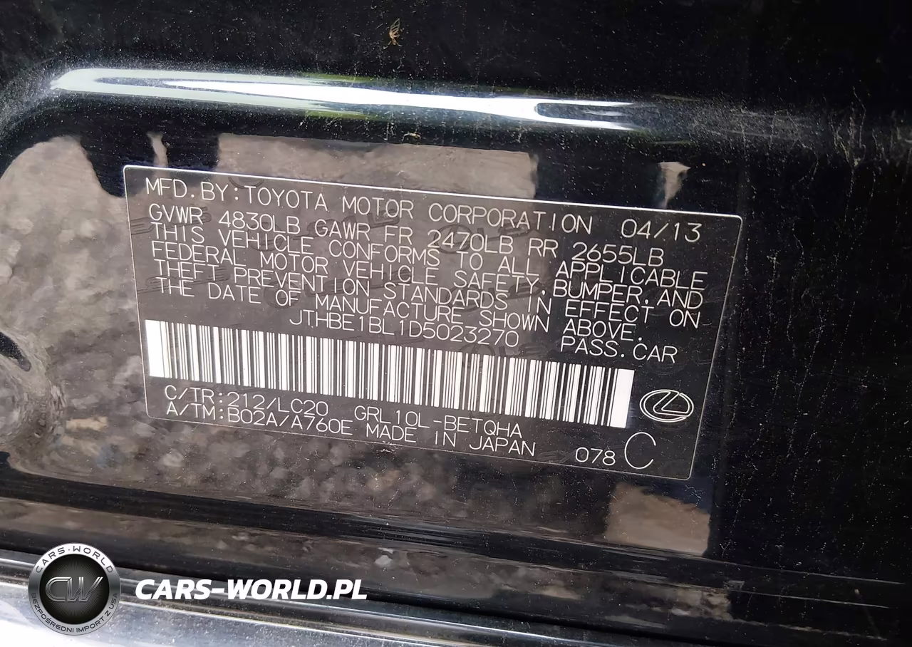 2013 Lexus Gs 350 VIN:JTHBE1BL1D5023270 - 9