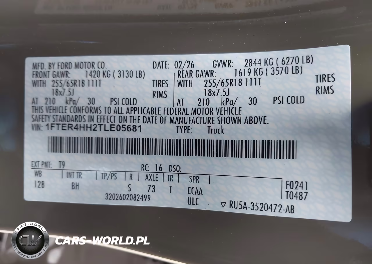 2026 Ford Ranger Xlt VIN:1FTER4HH2TLE05681 - 9