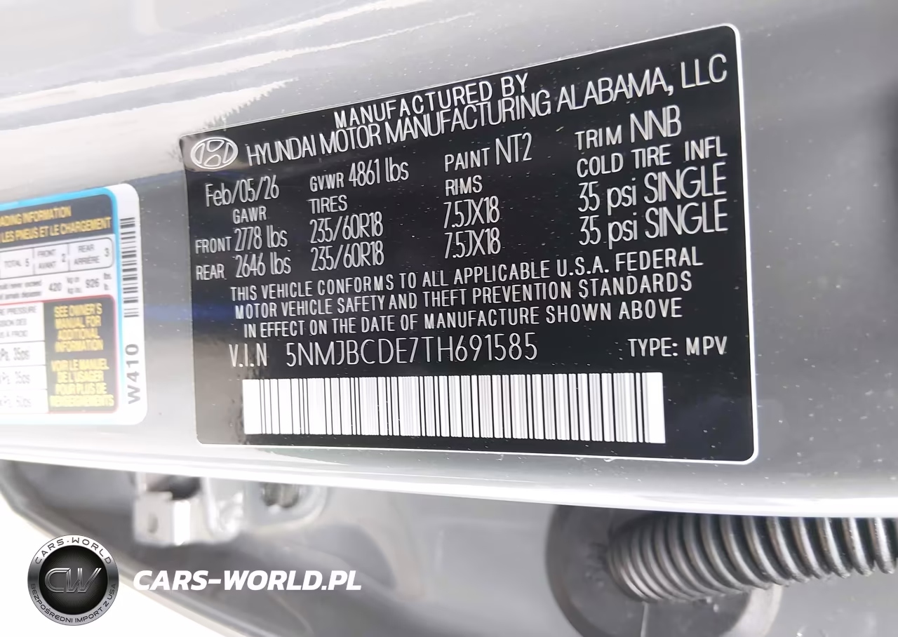 2026 Hyundai Tucson Sel VIN:5NMJBCDE7TH691585 - 9
