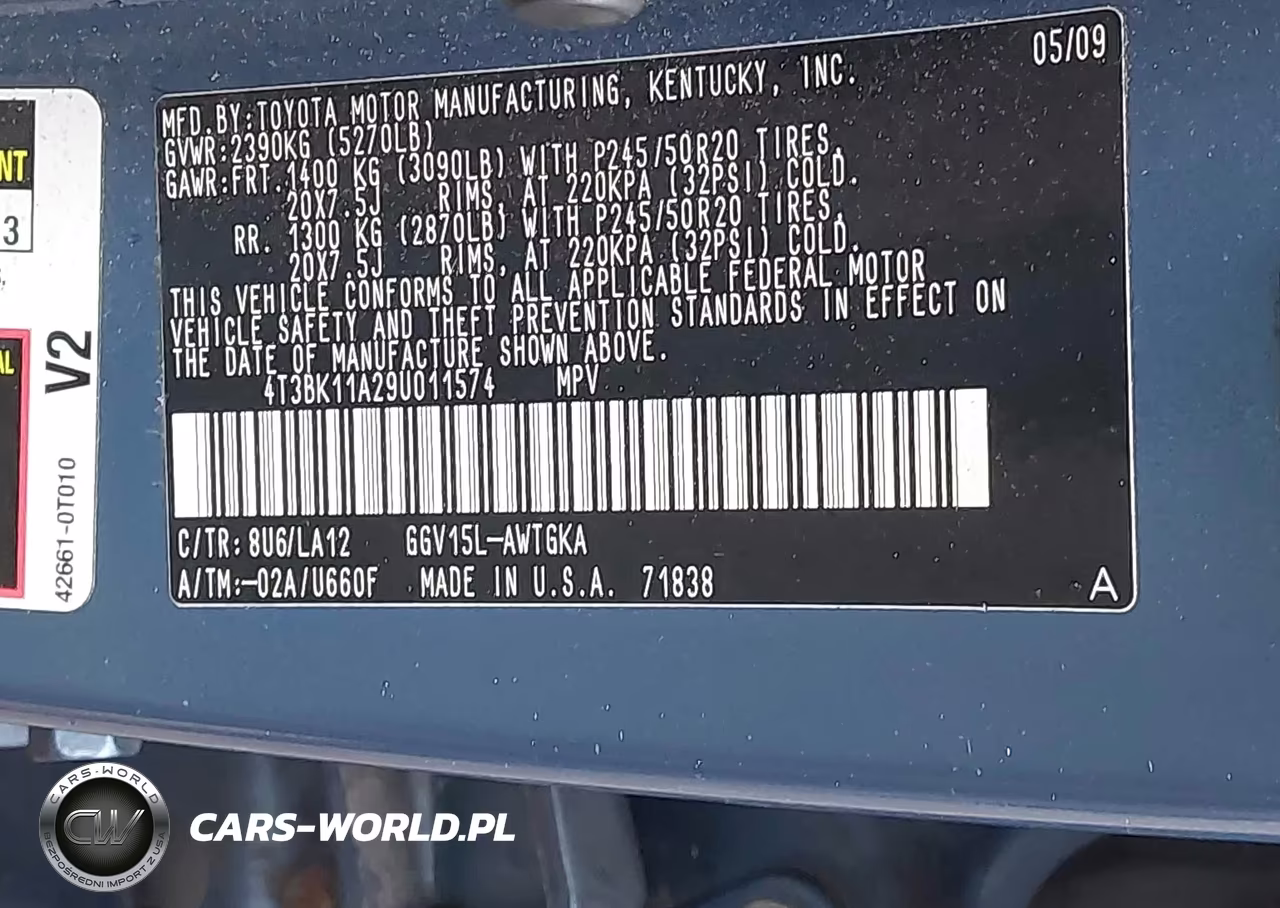 2009 Toyota Venza Base V6 VIN:4T3BK11A29U011574 - 9