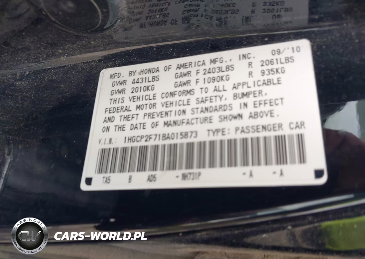 2011 Honda Accord 2.4 Ex VIN:1HGCP2F71BA015873 - 9