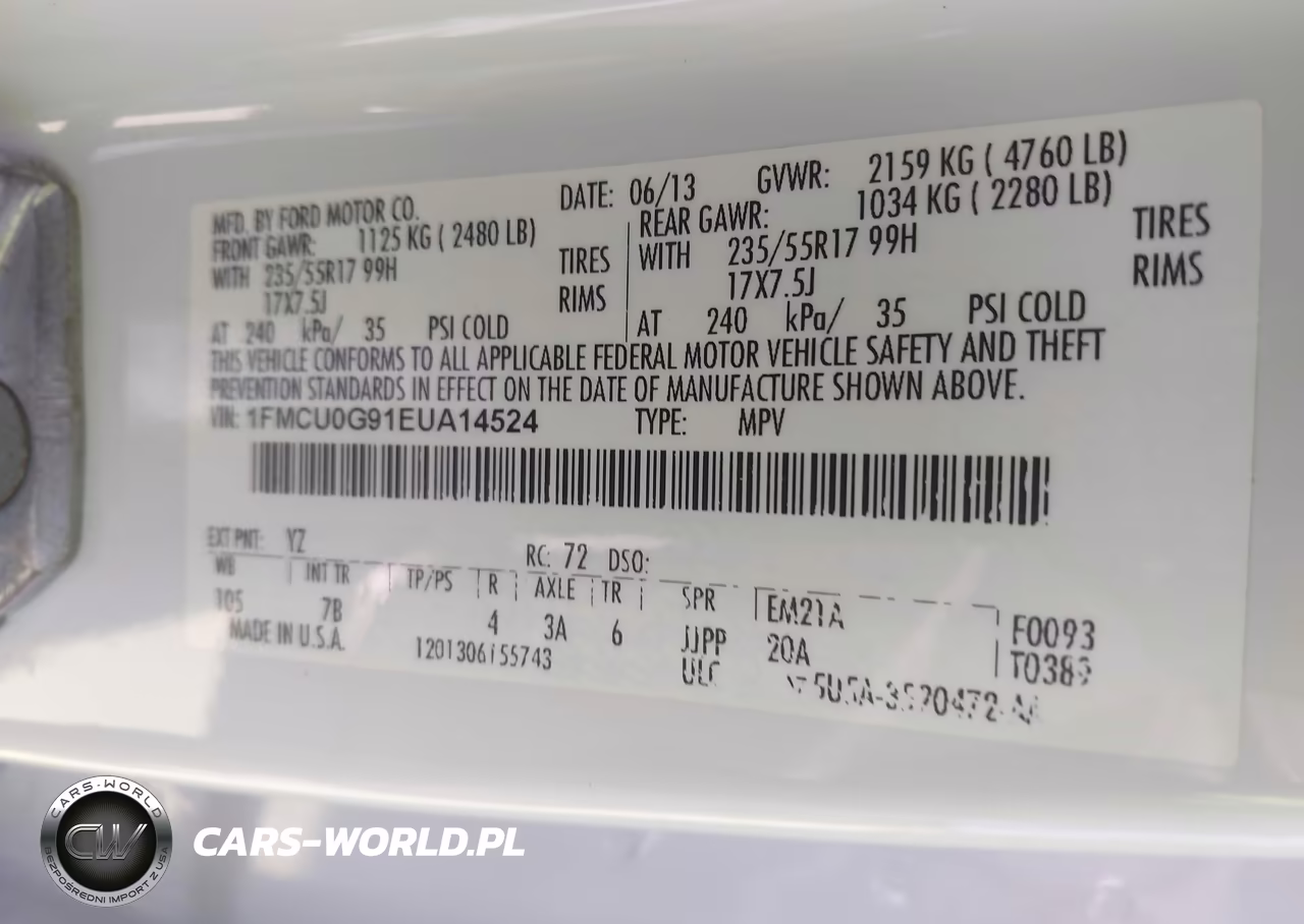 2014 Ford Escape Se VIN:1FMCU0G91EUA14524 - 9