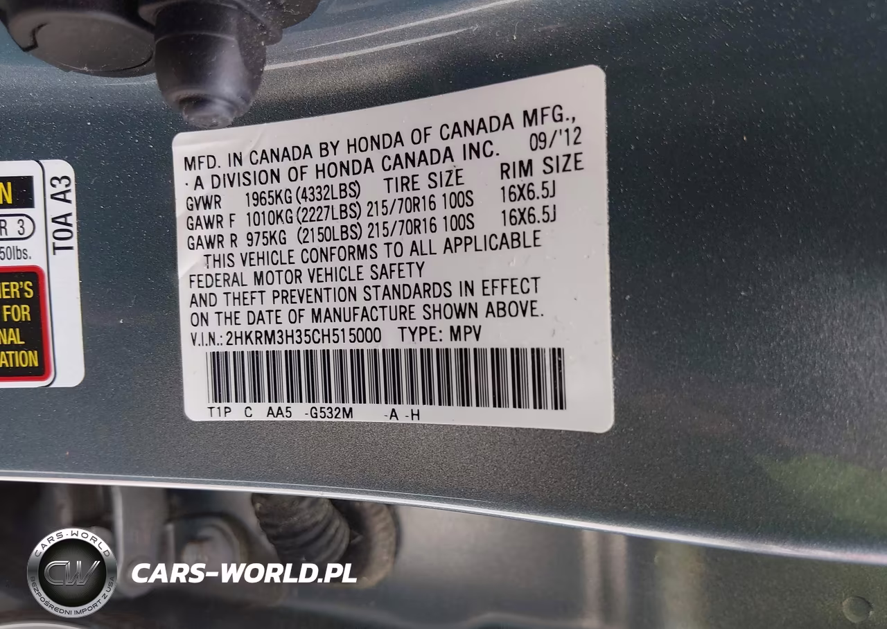 2012 Honda Cr-V Lx VIN:2HKRM3H35CH515000 - 9