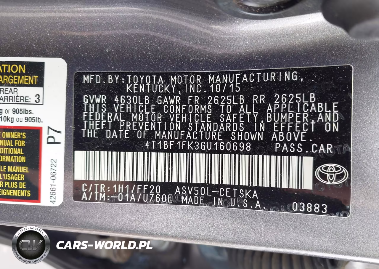 2016 Toyota Camry Se VIN:4T1BF1FK3GU160698 - 9
