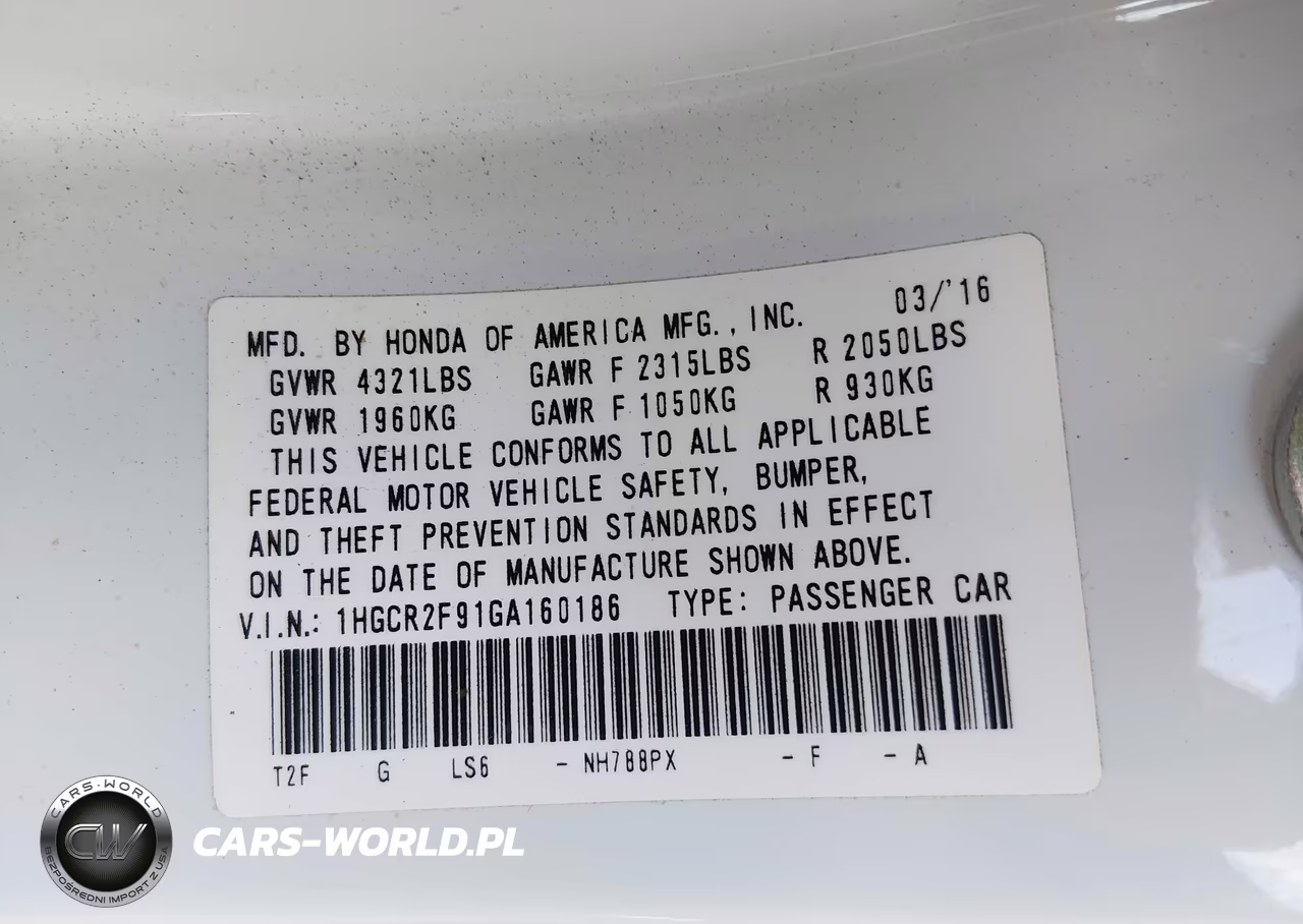2016 Honda Accord Ex-L VIN:1HGCR2F91GA160186 - 9