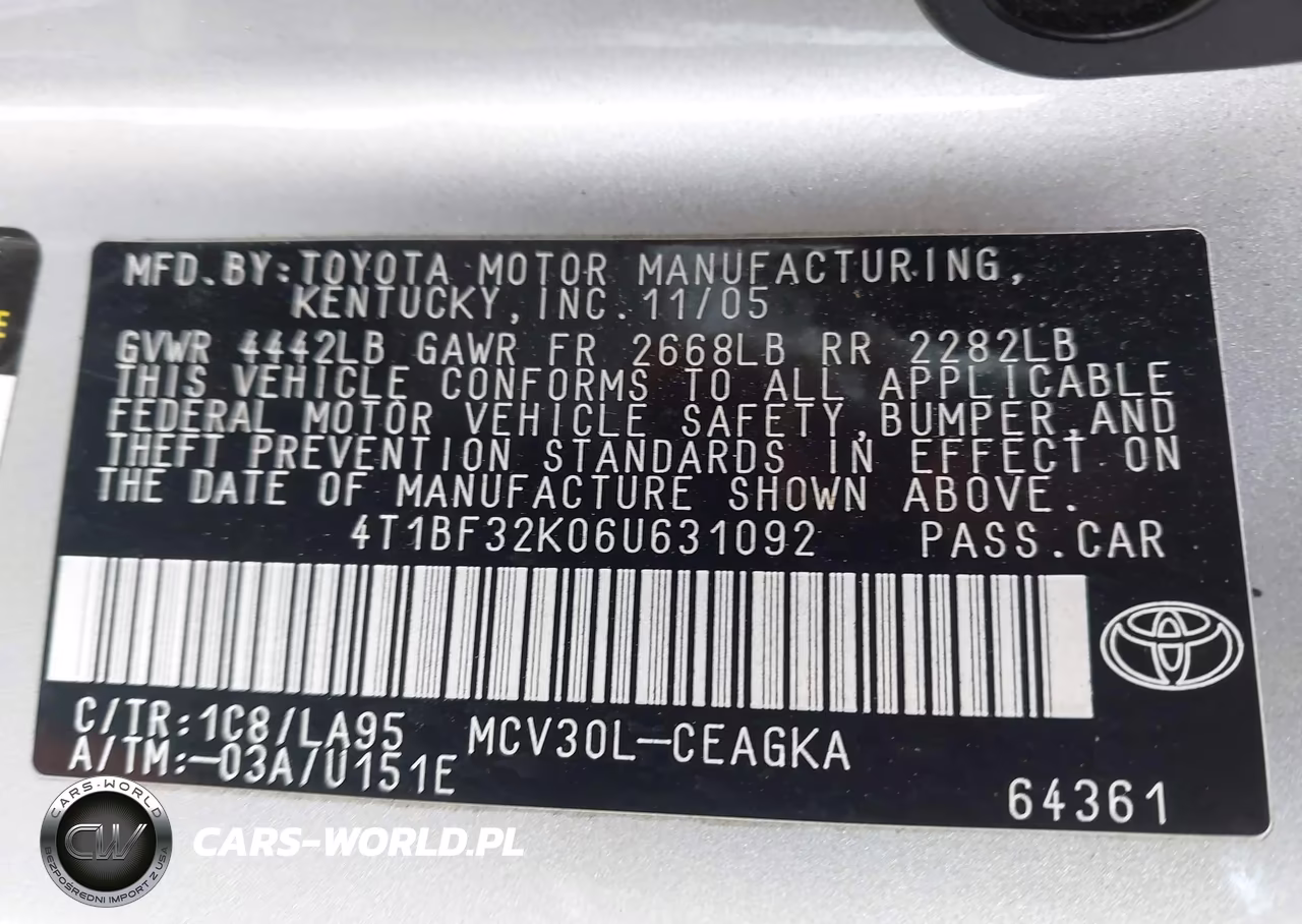 2006 Toyota Camry Xle V6 VIN:4T1BF32K06U631092 - 9
