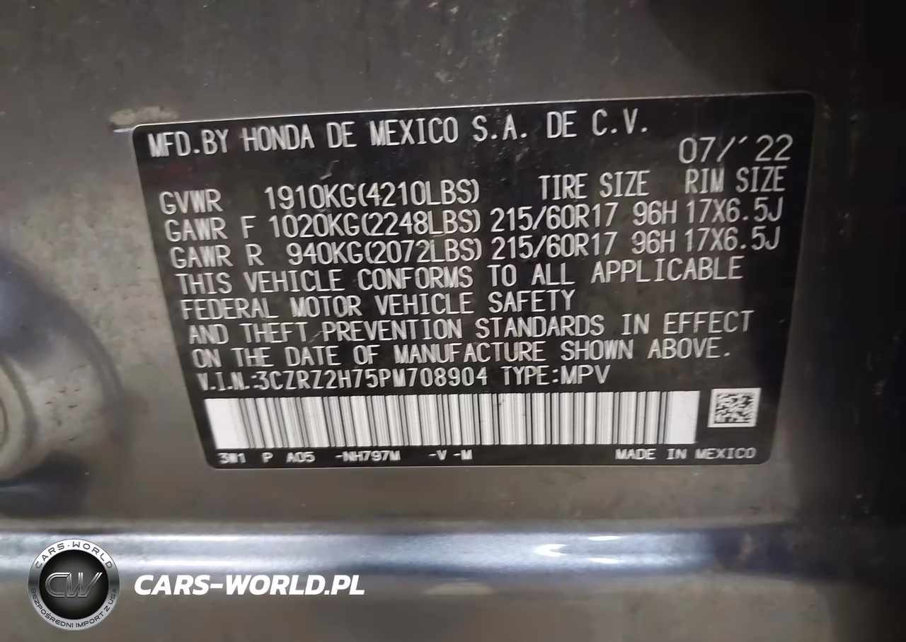 2023 Honda Hr-V Awd Ex-L VIN:3CZRZ2H75PM708904 - 9