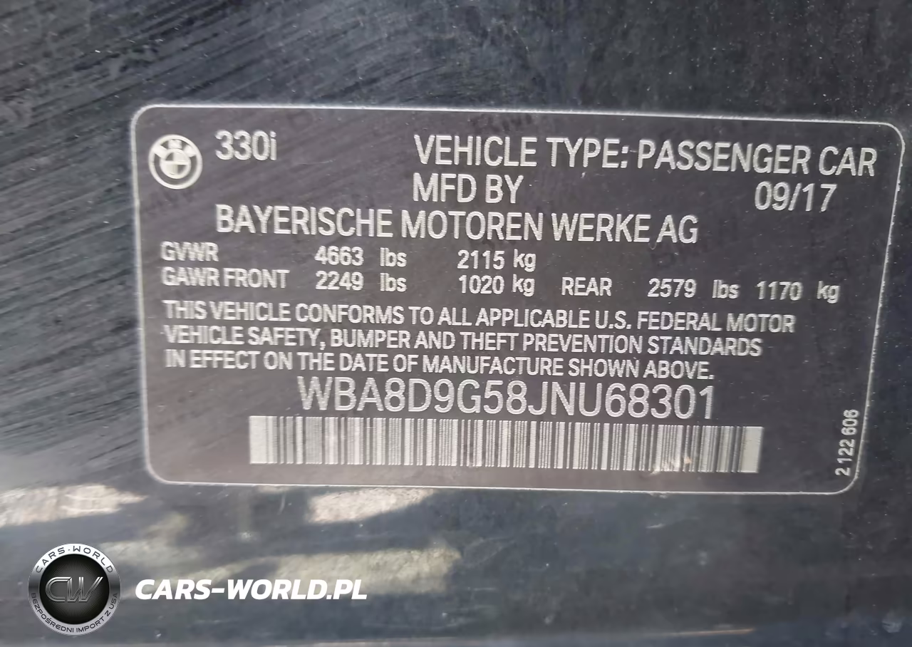 2018 BMW 330I xDrive VIN:WBA8D9G58JNU68301 - 9