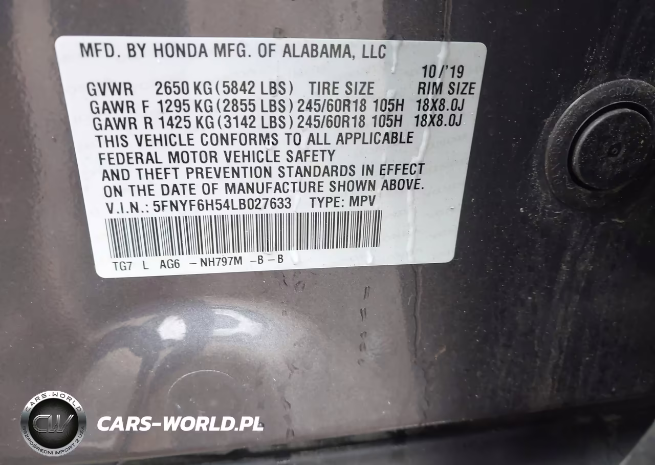 2020 Honda Pilot Awd Ex-L VIN:5FNYF6H54LB027633 - 9