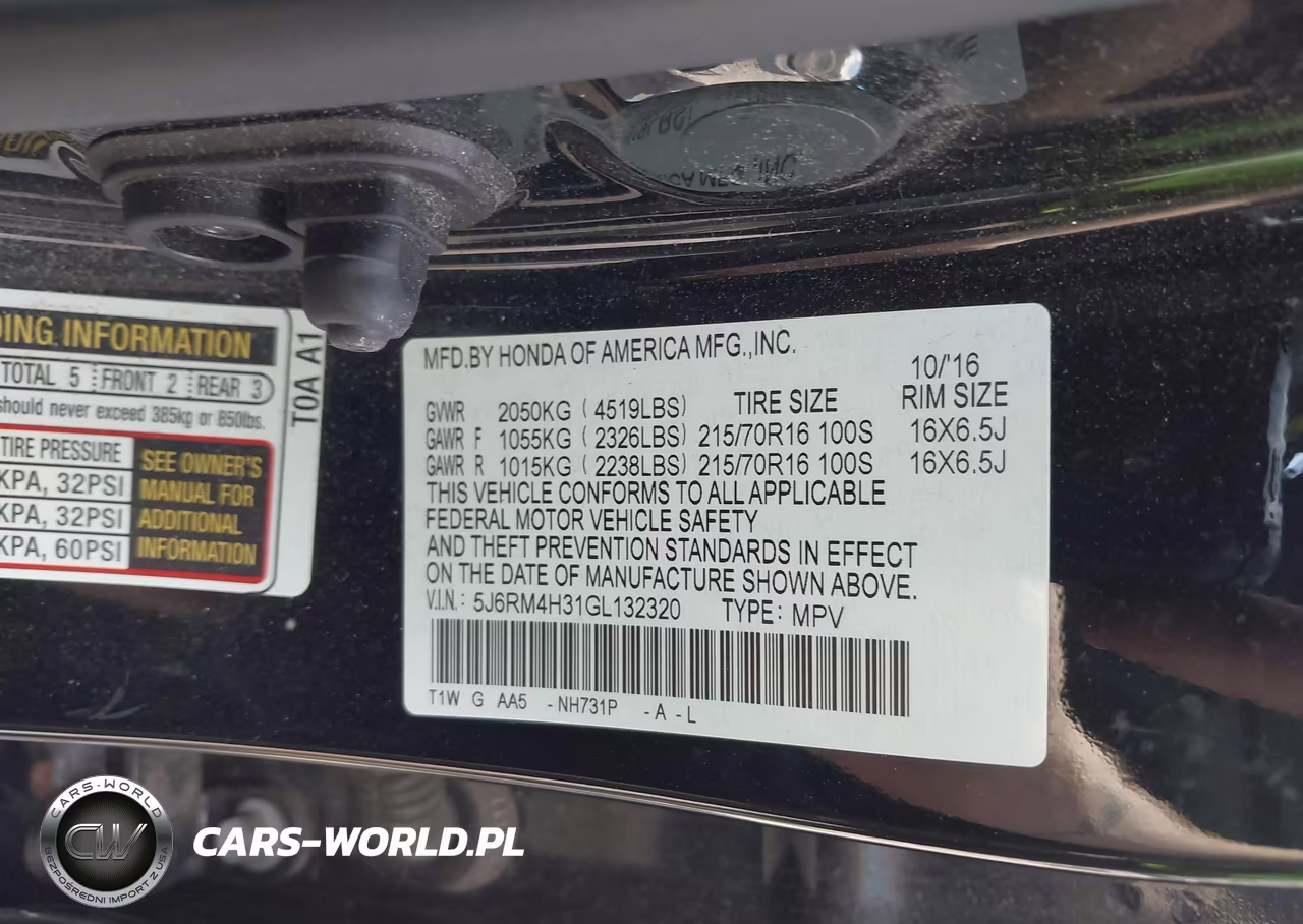 2016 Honda Cr-V Lx VIN:5J6RM4H31GL132320 - 9