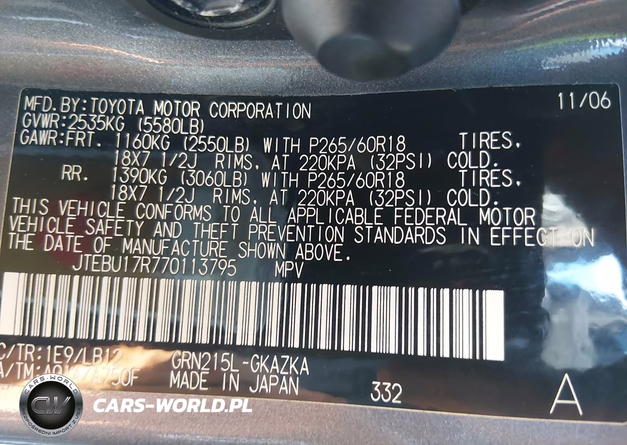 2007 Toyota 4Runner Limited VIN:JTEBU17R770113795 - 4