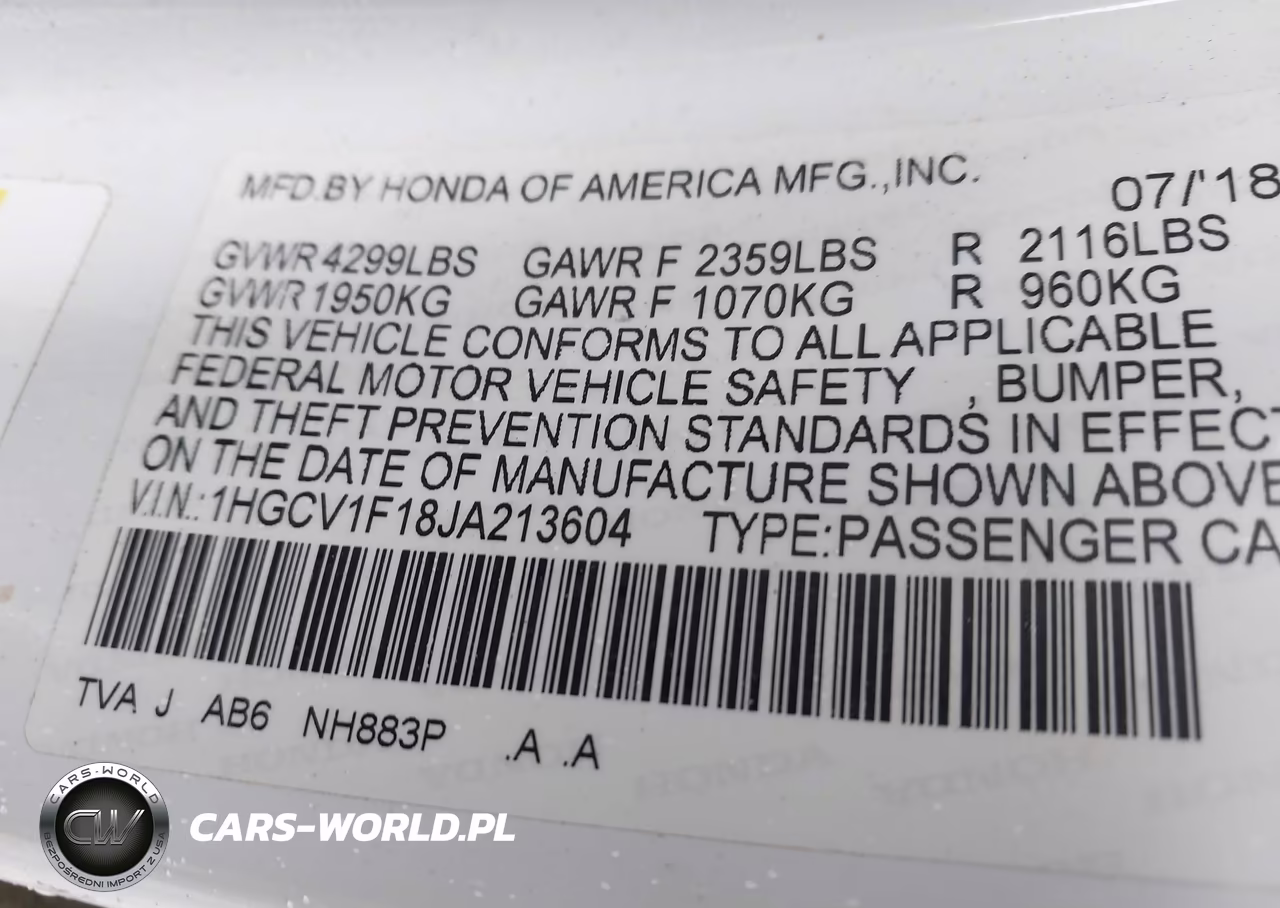 2018 Honda Accord Lx VIN:1HGCV1F18JA213604 - 9