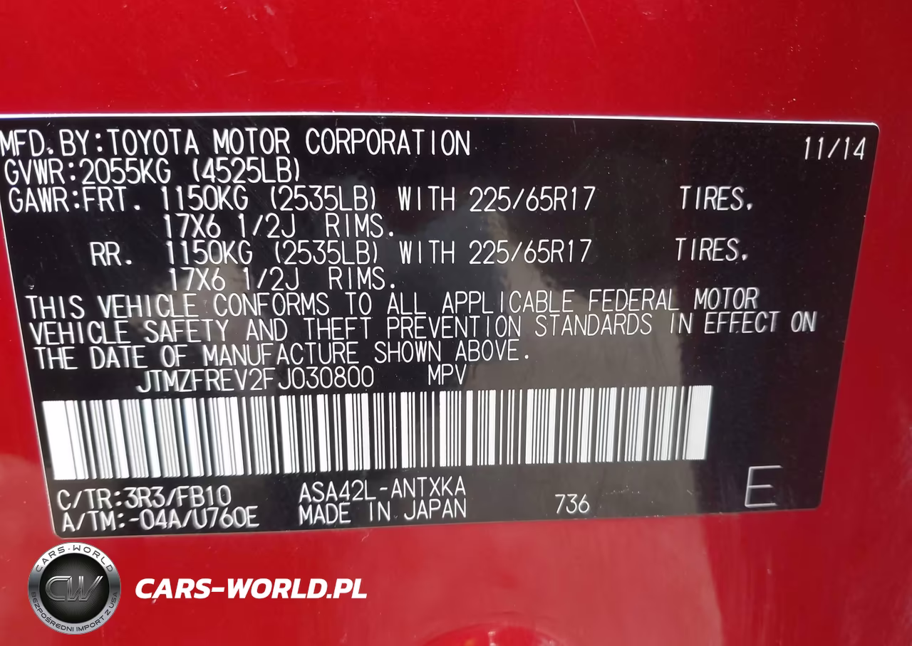 2015 Toyota Rav4 Le VIN:JTMZFREV2FJ030800 - 9