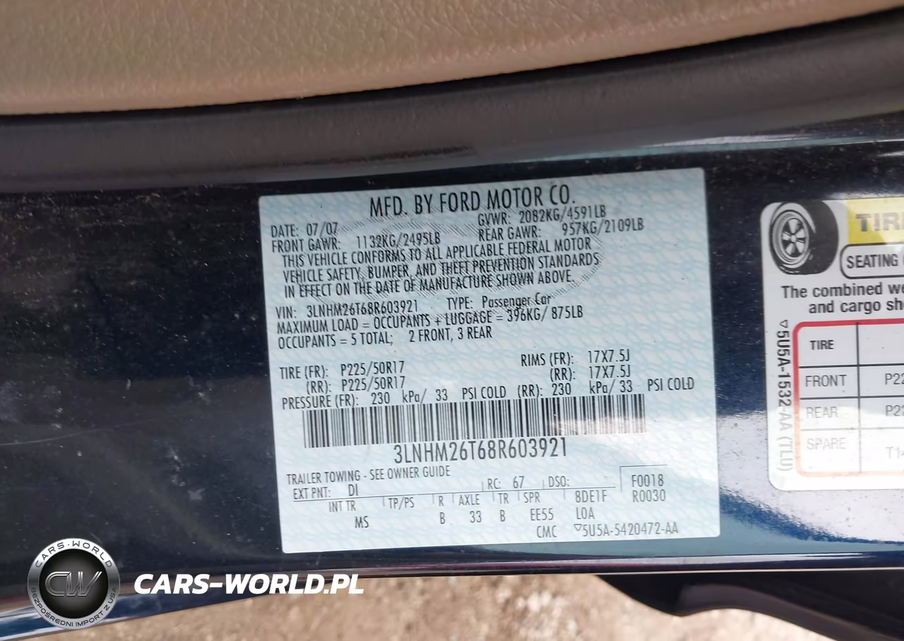 2008 Lincoln Mkz VIN:3LNHM26T68R603921 - 9