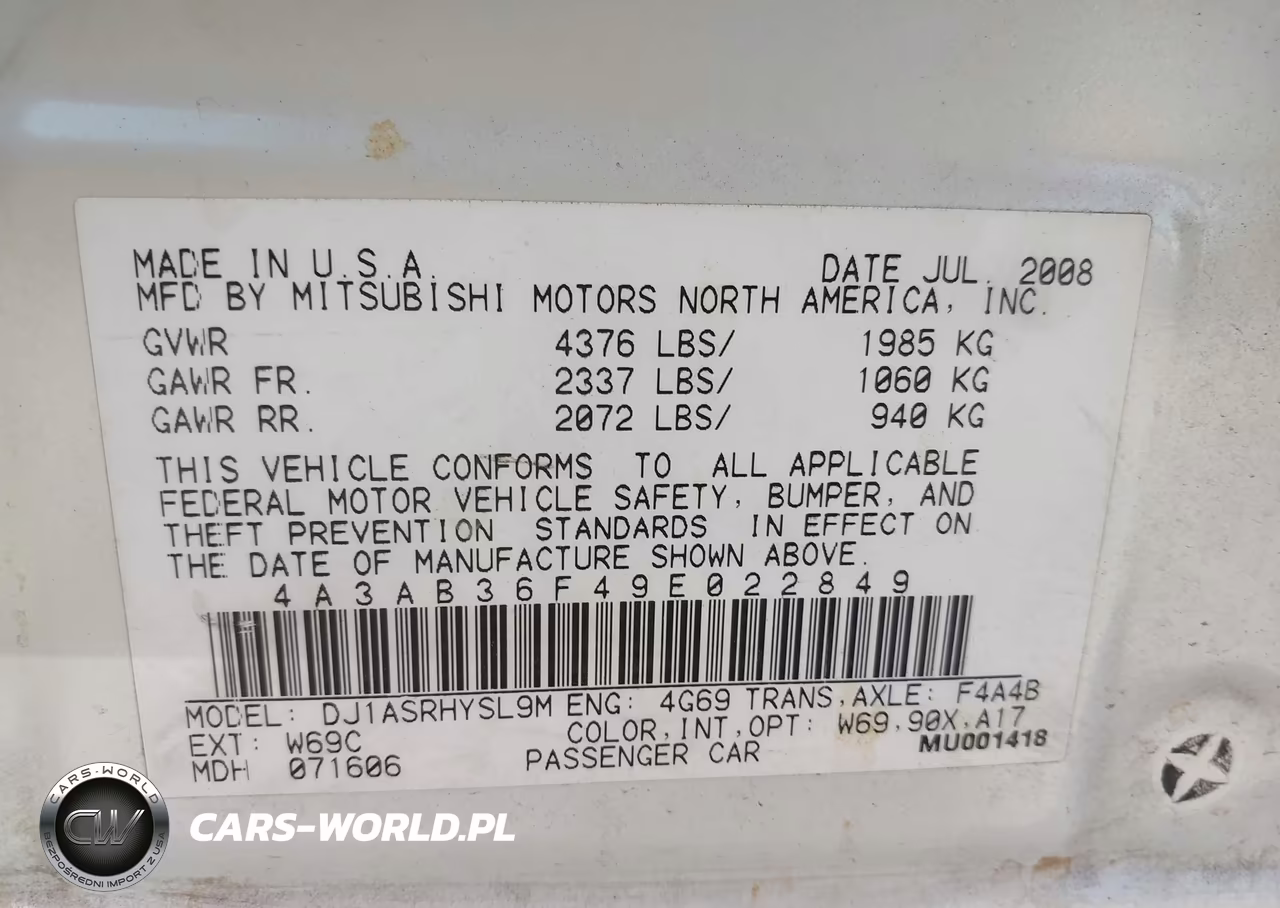 2009 Mitsubishi Galant Es-Sport Edition VIN:4A3AB36F49E022849 - 9