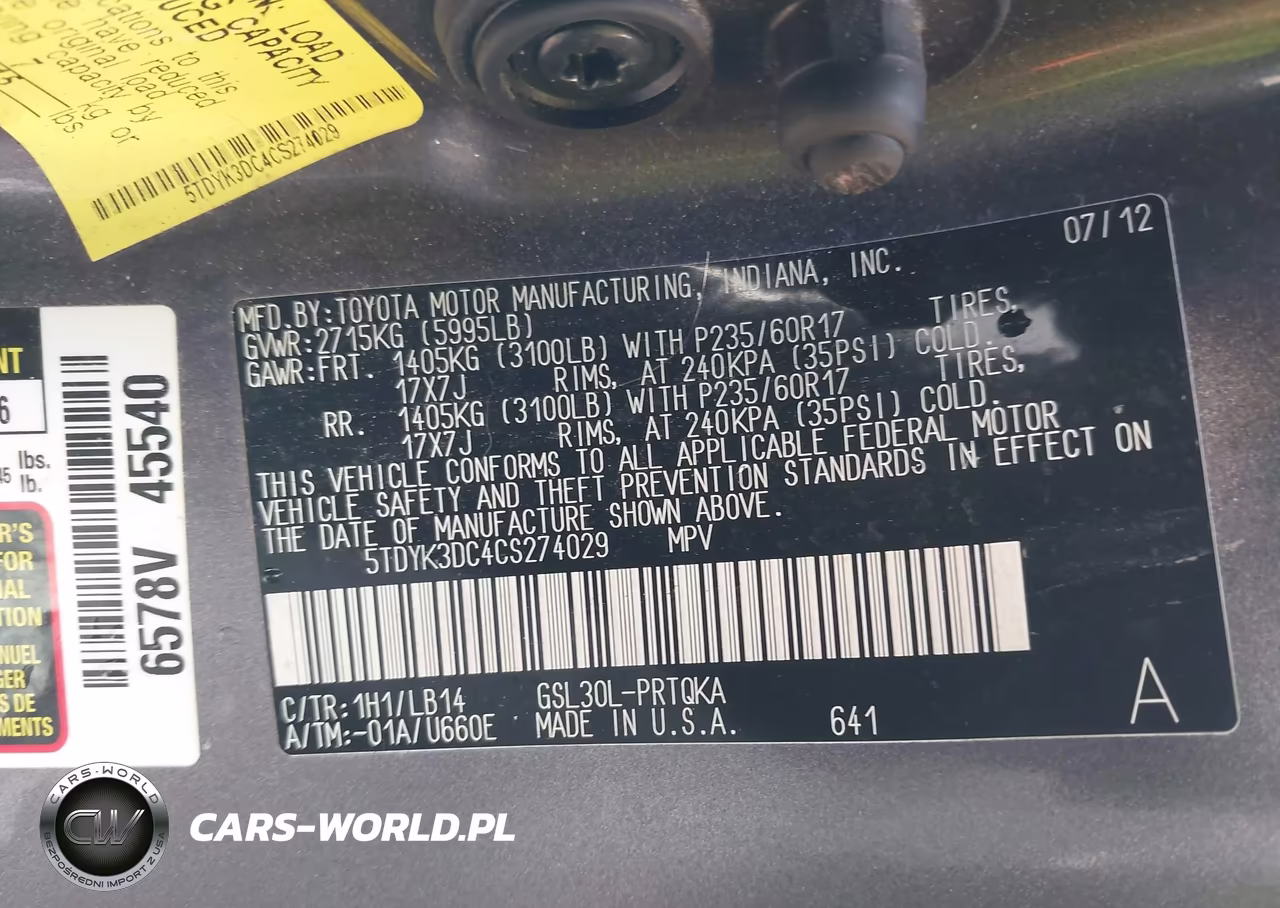 2012 Toyota Sienna Xle V6 8 Passenger VIN:5TDYK3DC4CS274029 - 9