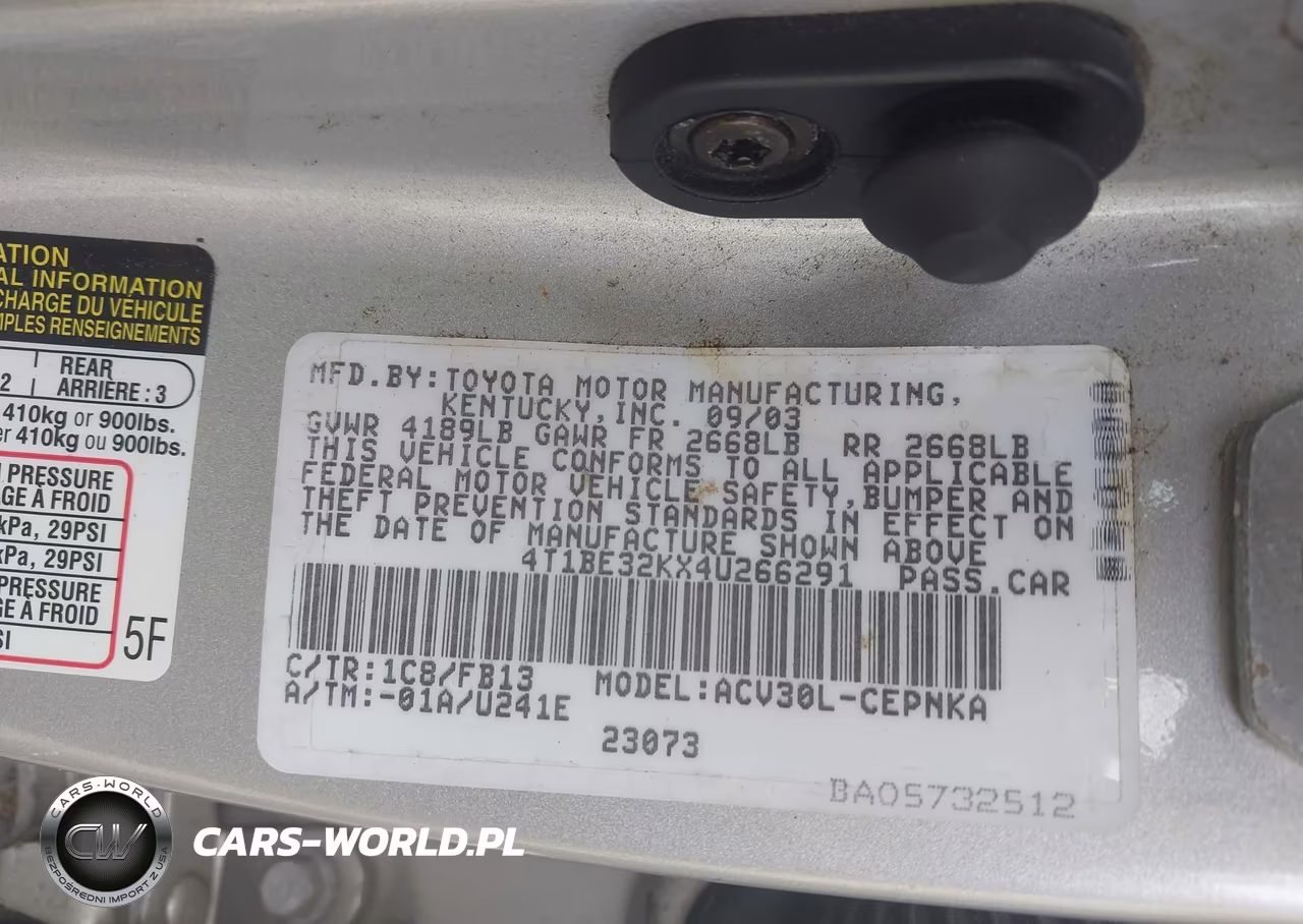 2004 Toyota Camry Le VIN:4T1BE32KX4U266291 - 9