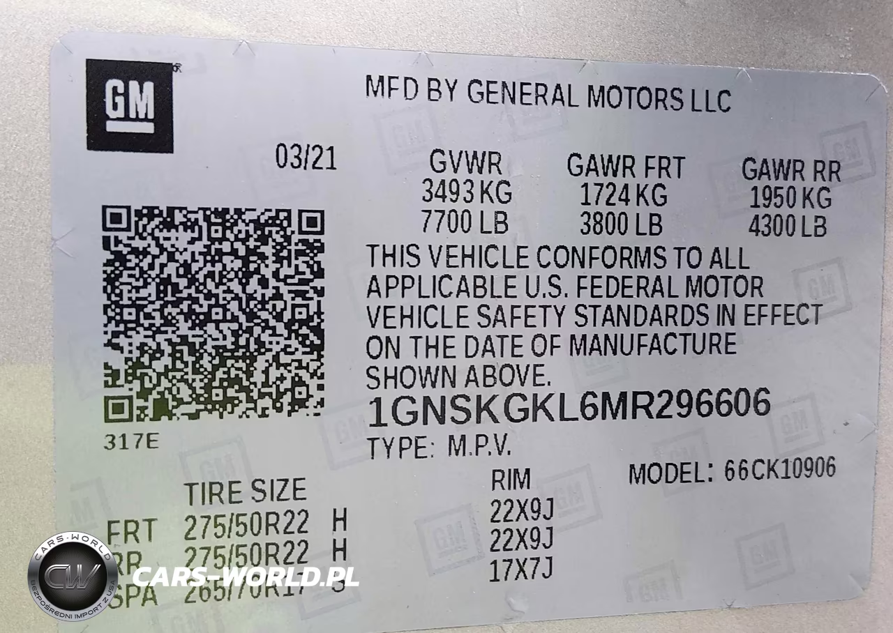 CHEVROLET SUBURBAN K VIN:1GNSKGKL6MR296606 - 9
