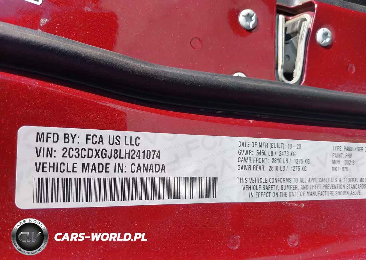 2020 Dodge Charger Scat Pack Rwd VIN:2C3CDXGJ8LH241074 - 9