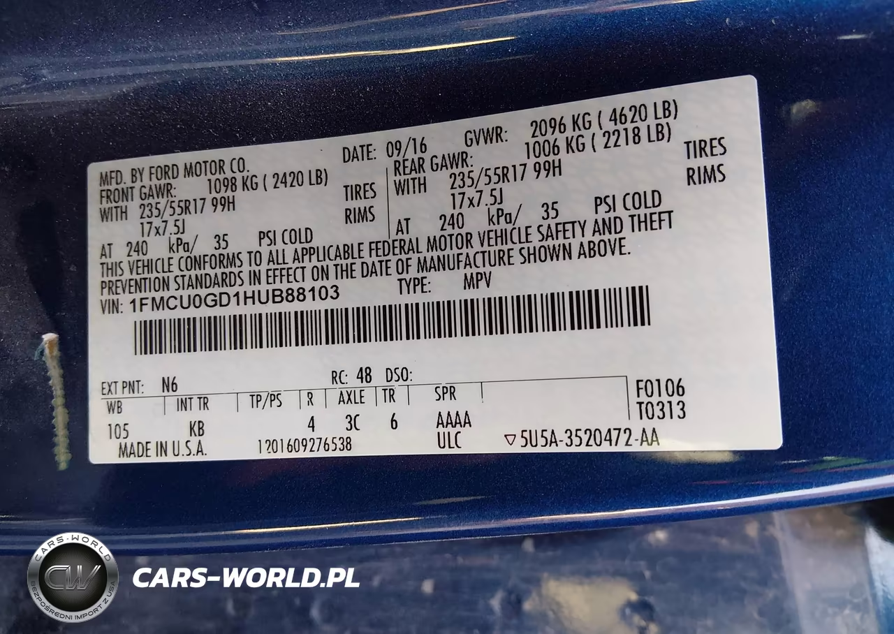 2017 Ford Escape Se VIN:1FMCU0GD1HUB88103 - 9