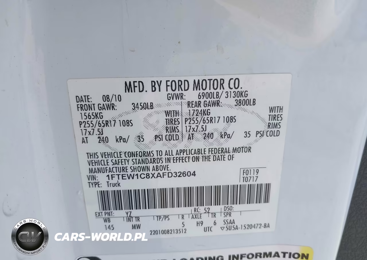 2010 Ford F-150 Fx2 Sport-Xl-Xlt VIN:1FTEW1C8XAFD32604 - 9