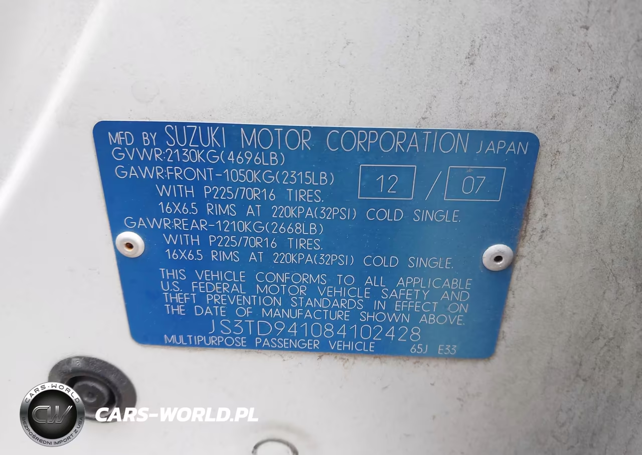 2008 Suzuki Grand Vitara Spare Cargo Covers VIN:JS3TD941084102428 - 9