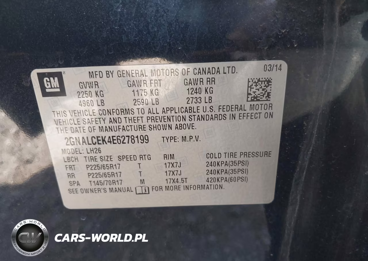 2014 Chevrolet Equinox 2Lt VIN:2GNALCEK4E6278199 - 9