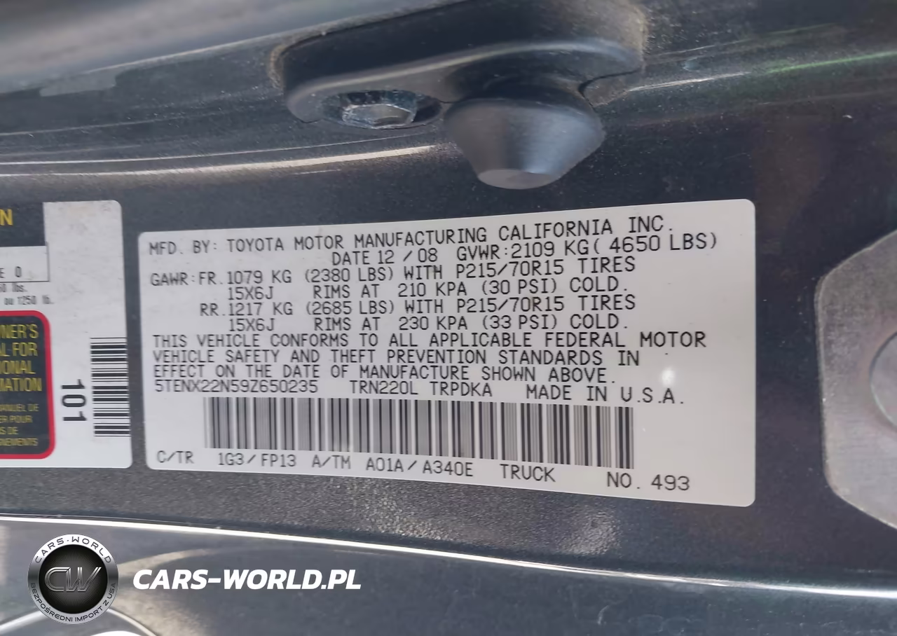 2009 Toyota Tacoma VIN:5TENX22N59Z650235 - 9