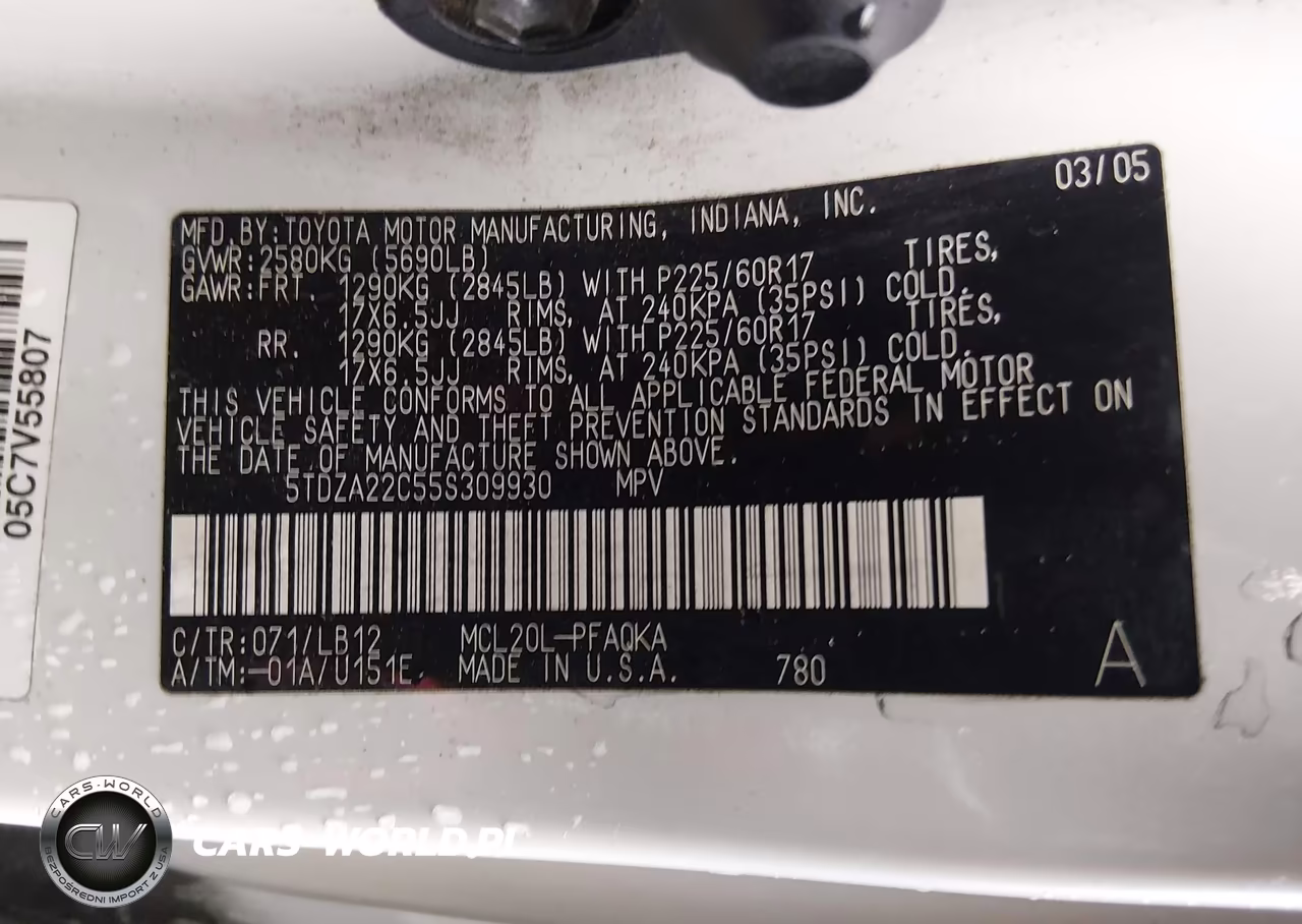 2005 Toyota Sienna Xle VIN:5TDZA22C55S309930 - 9