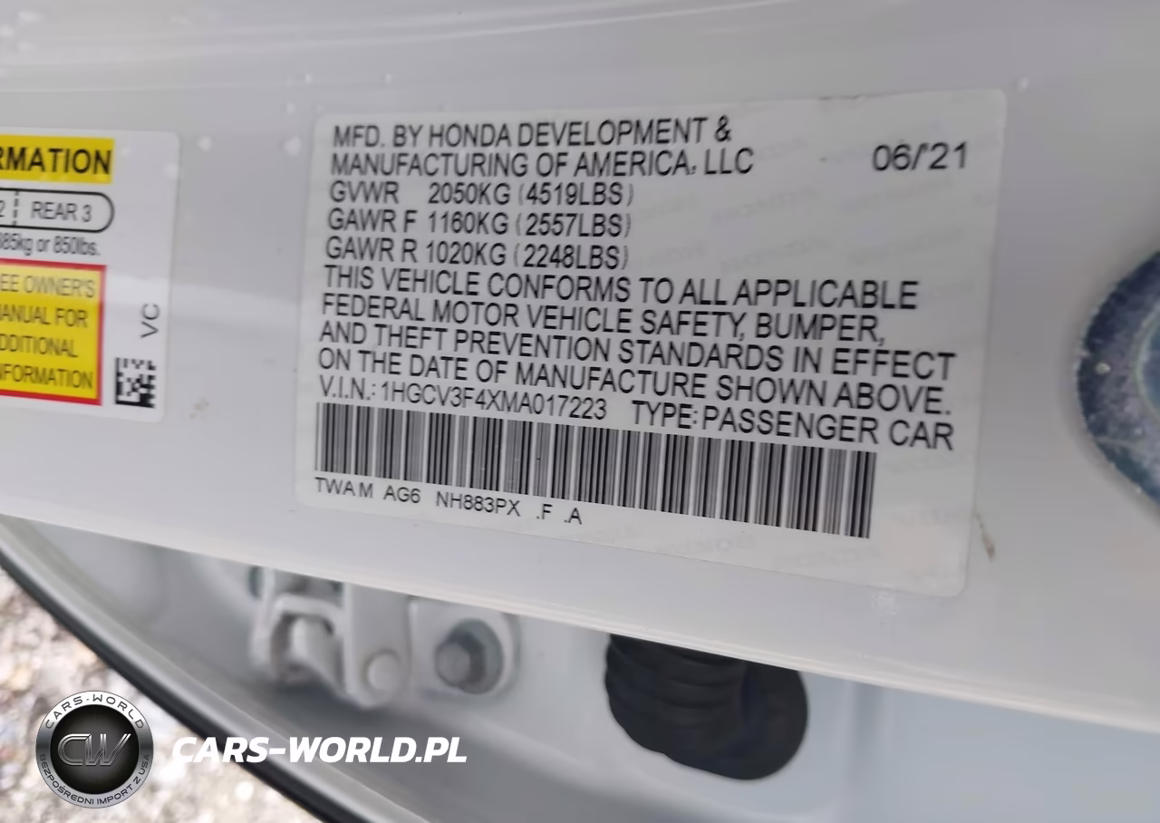 2021 Honda Accord Hybrid Ex VIN:1HGCV3F4XMA017223 - 9