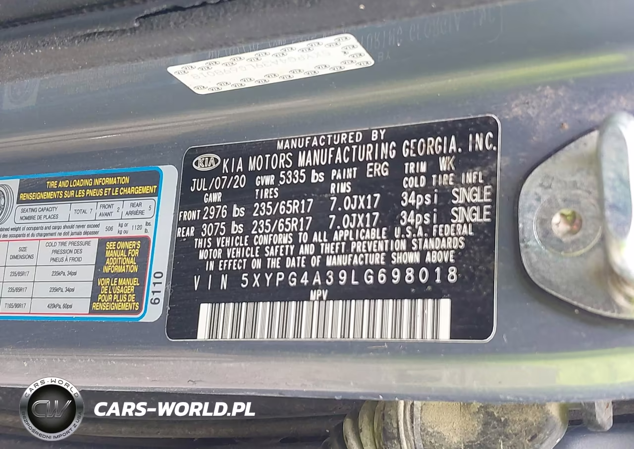 2020 Kia Sorento 2.4L Lx VIN:5XYPG4A39LG698018 - 9