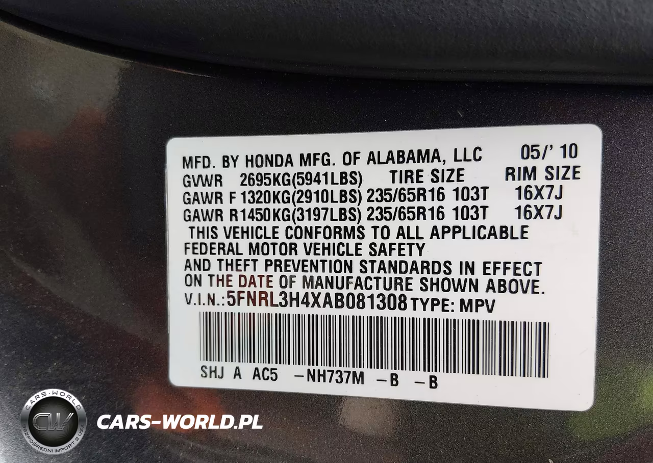 2010 Honda Odyssey Ex VIN:5FNRL3H4XAB081308 - 9